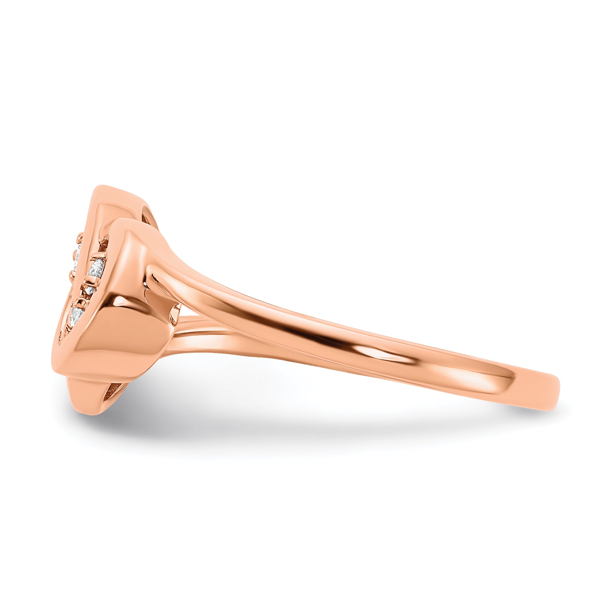 14k Rose Gold Polished Diamond Double Circle Ring