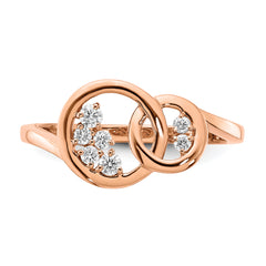 14k Rose Gold Polished Diamond Double Circle Ring