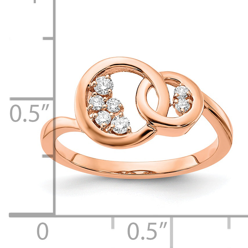 14k Rose Gold Polished Diamond Double Circle Ring