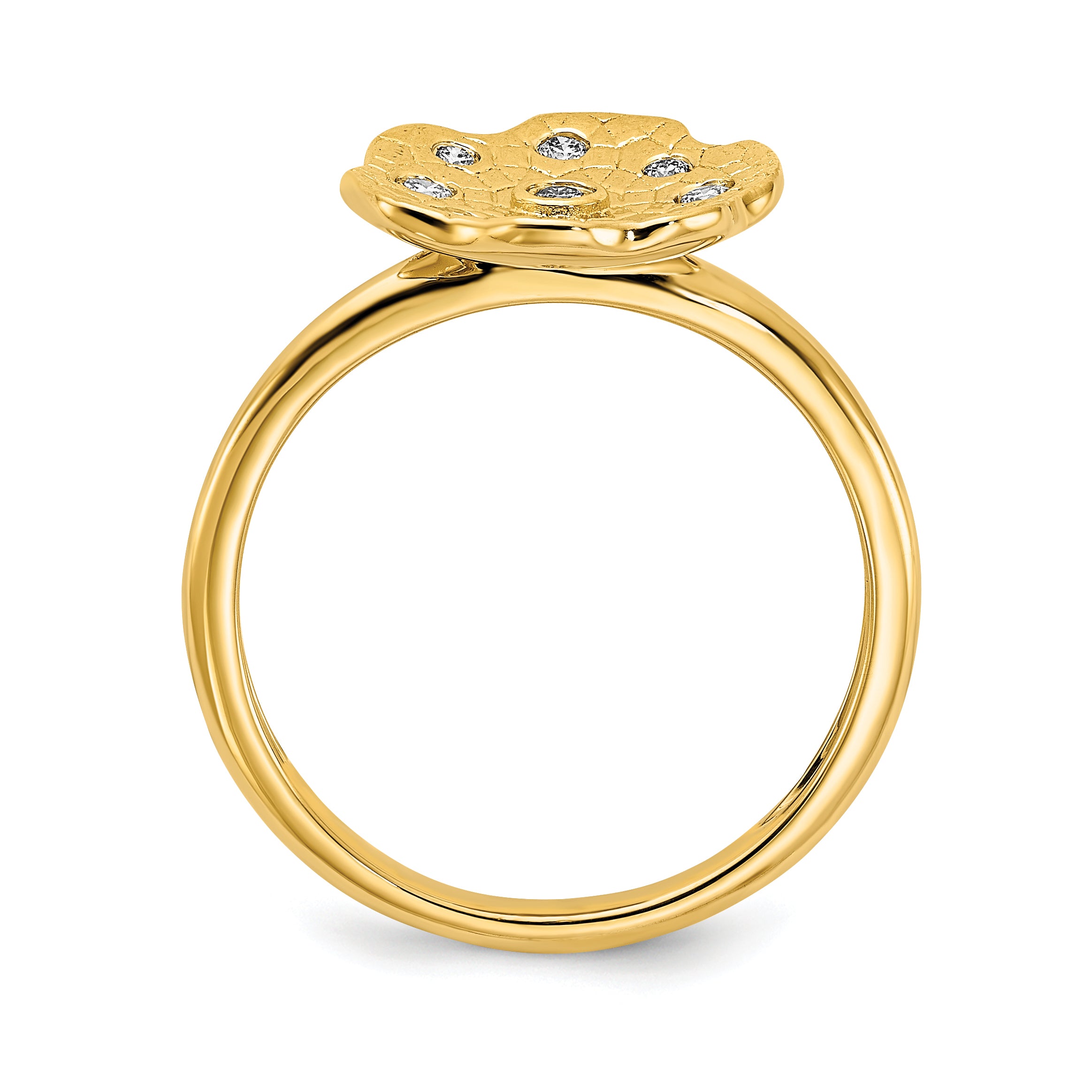 14k Polished and Textured Diamond Circle Ring Secondary image