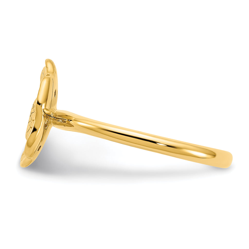 14k Polished and Textured Diamond Circle Ring