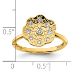 14k Polished and Textured Diamond Circle Ring