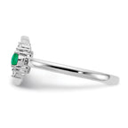 14k White Polished Diamond and Emerald Circle Ring