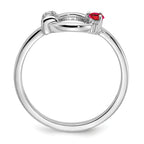 14k White Polished Diamond and Ruby Circle Ring