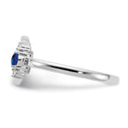 14k White Polished Diamond and Blue Sapphire Circle Ring