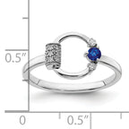 14k White Polished Diamond and Blue Sapphire Circle Ring
