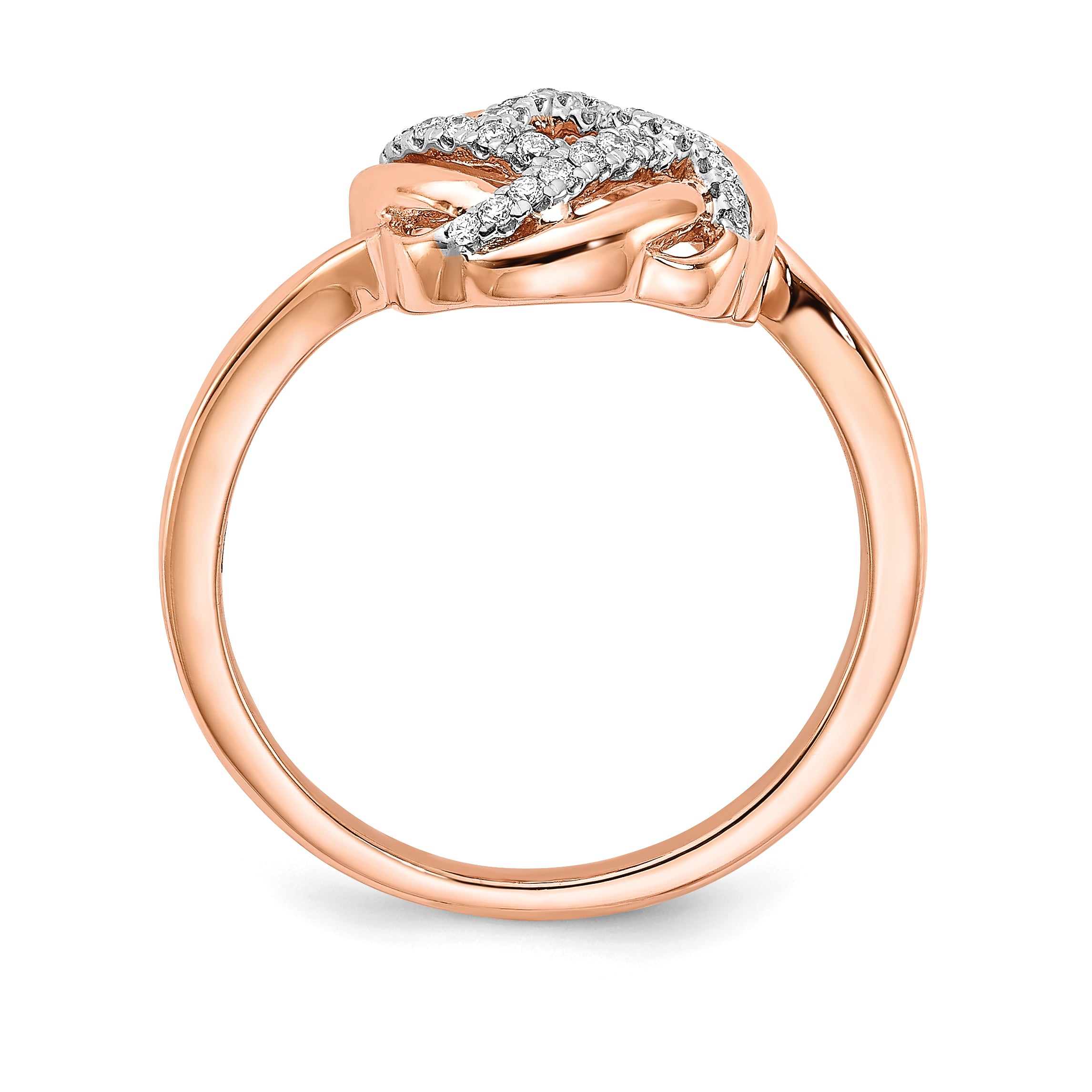 14k Rose Gold Polished Diamond Love Knot Ring Secondary image