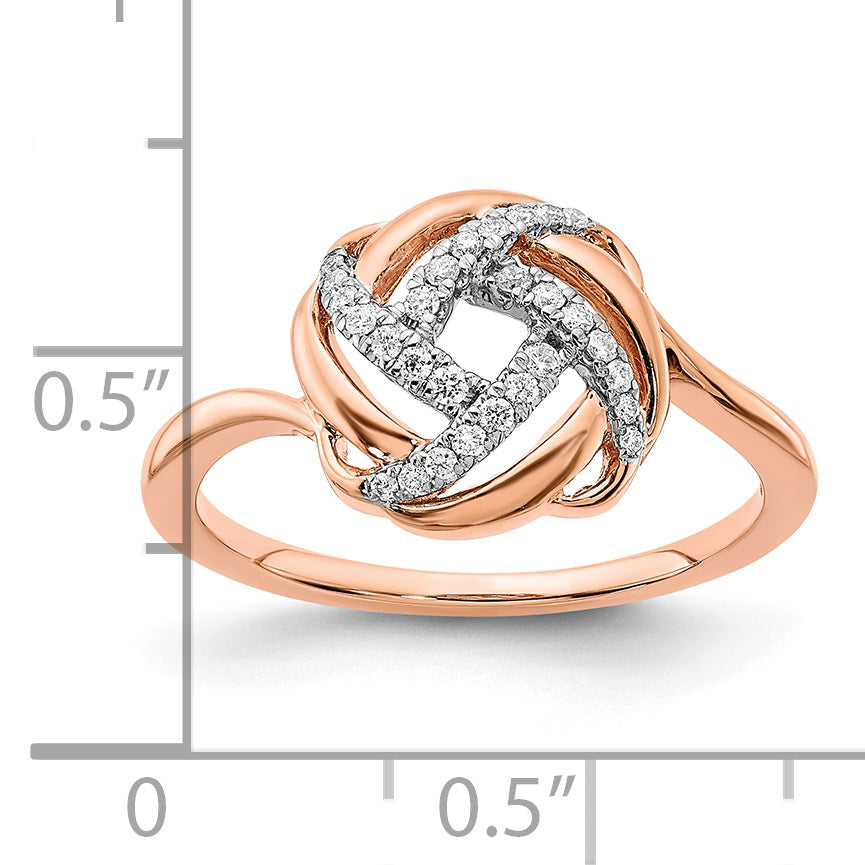 14k Rose Gold Polished Diamond Love Knot Ring