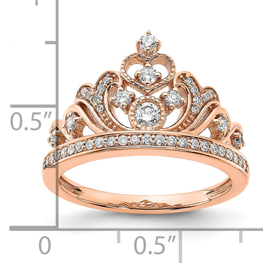 14k Rose Gold Polished Diamond Tiara Ring
