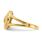 14k Satin Diamond Flower Ring