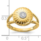 14k Satin Diamond Flower Ring