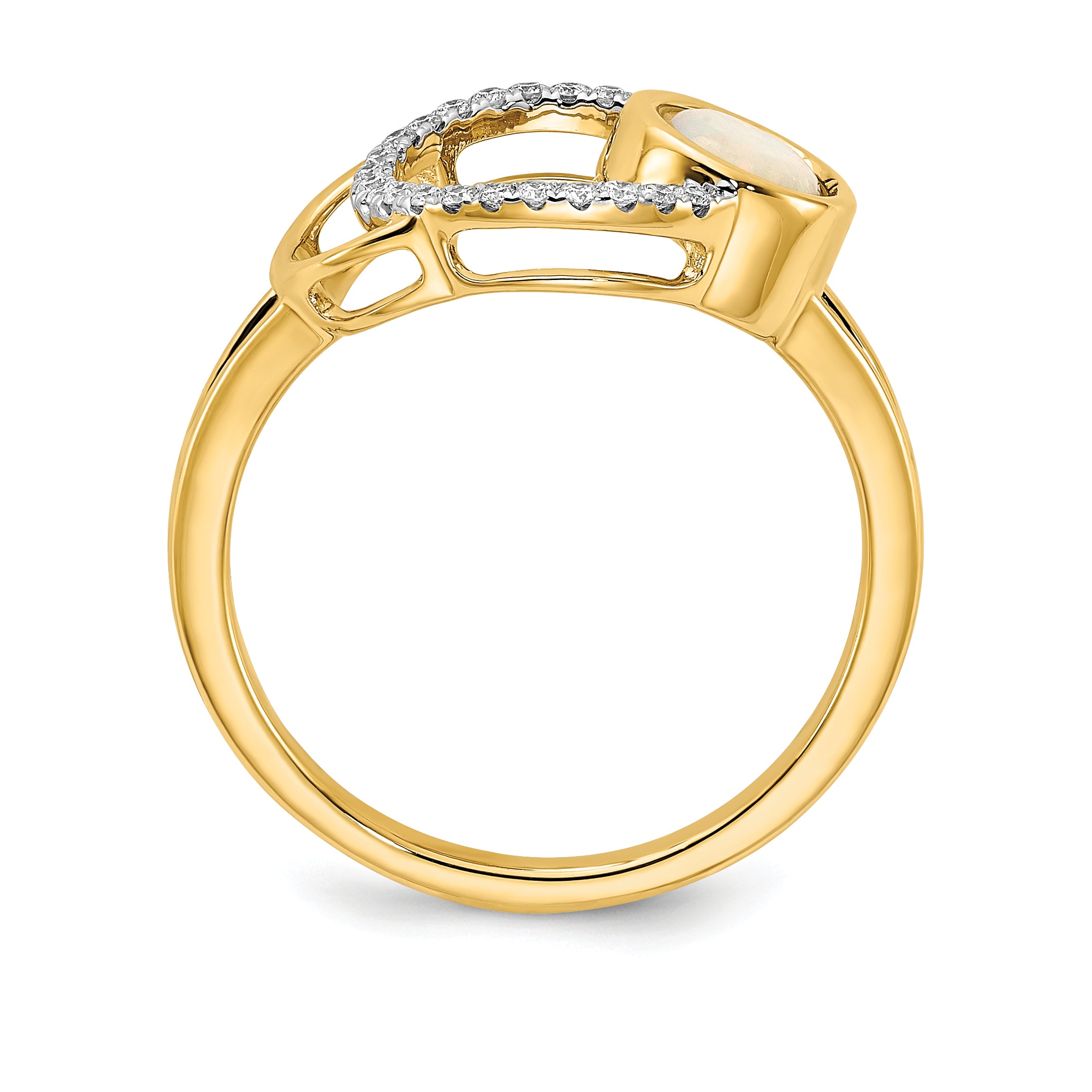 14k Polished Diamond & Opal Circle Ring Secondary image