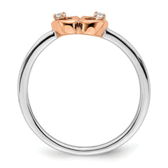 14K Two-Tone First Promise Lab Grown VS/SI+ G+ Dia Hearts Promise Ring