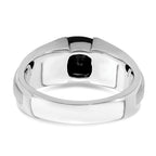 14k White Gold Onyx and Diamond Mens Ring