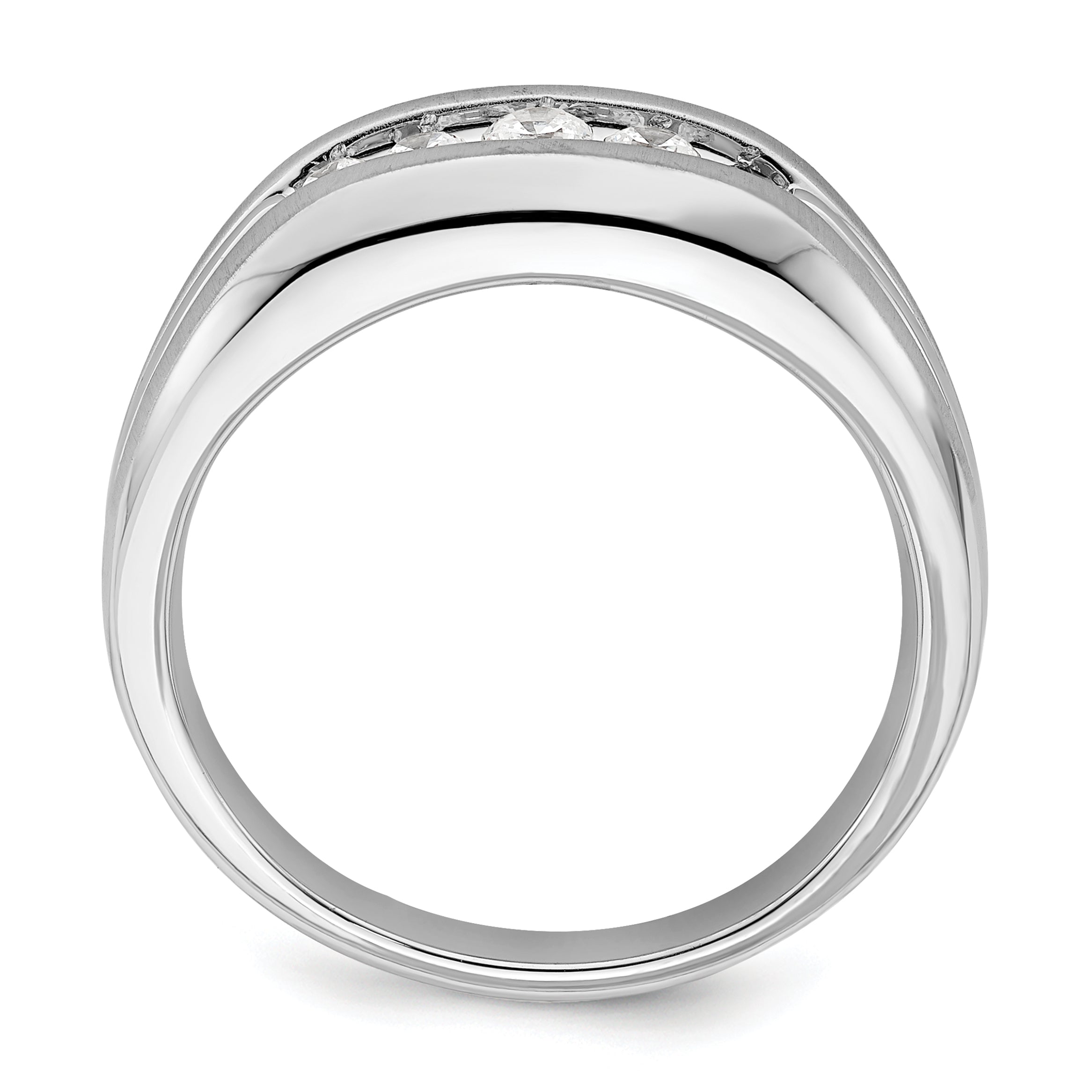 14k White Gold 1/3 carat Lab Grown Diamond VS/SI+ G+ Five Stone Complete Men's Ring Secondary image