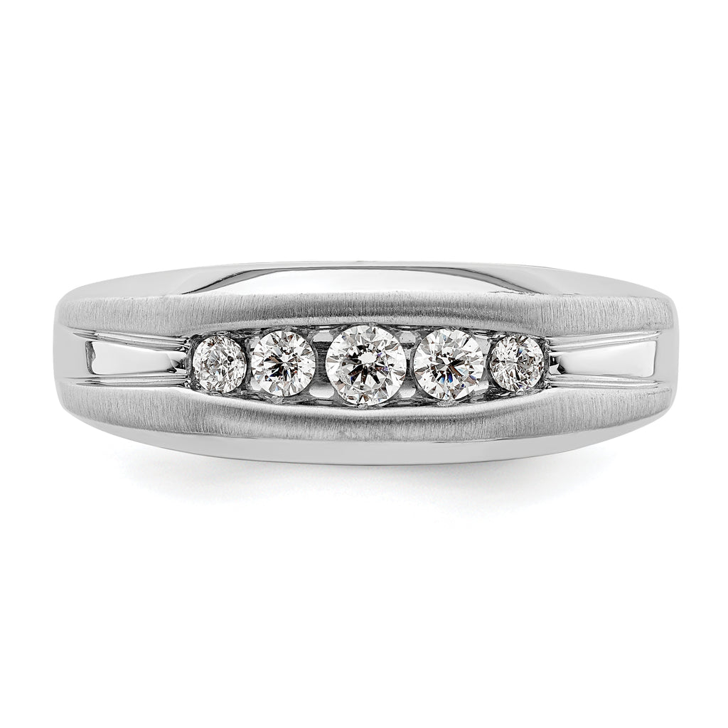 14k White Gold 1/3 carat Lab Grown Diamond VS/SI+ G+ Five Stone Complete Men's Ring