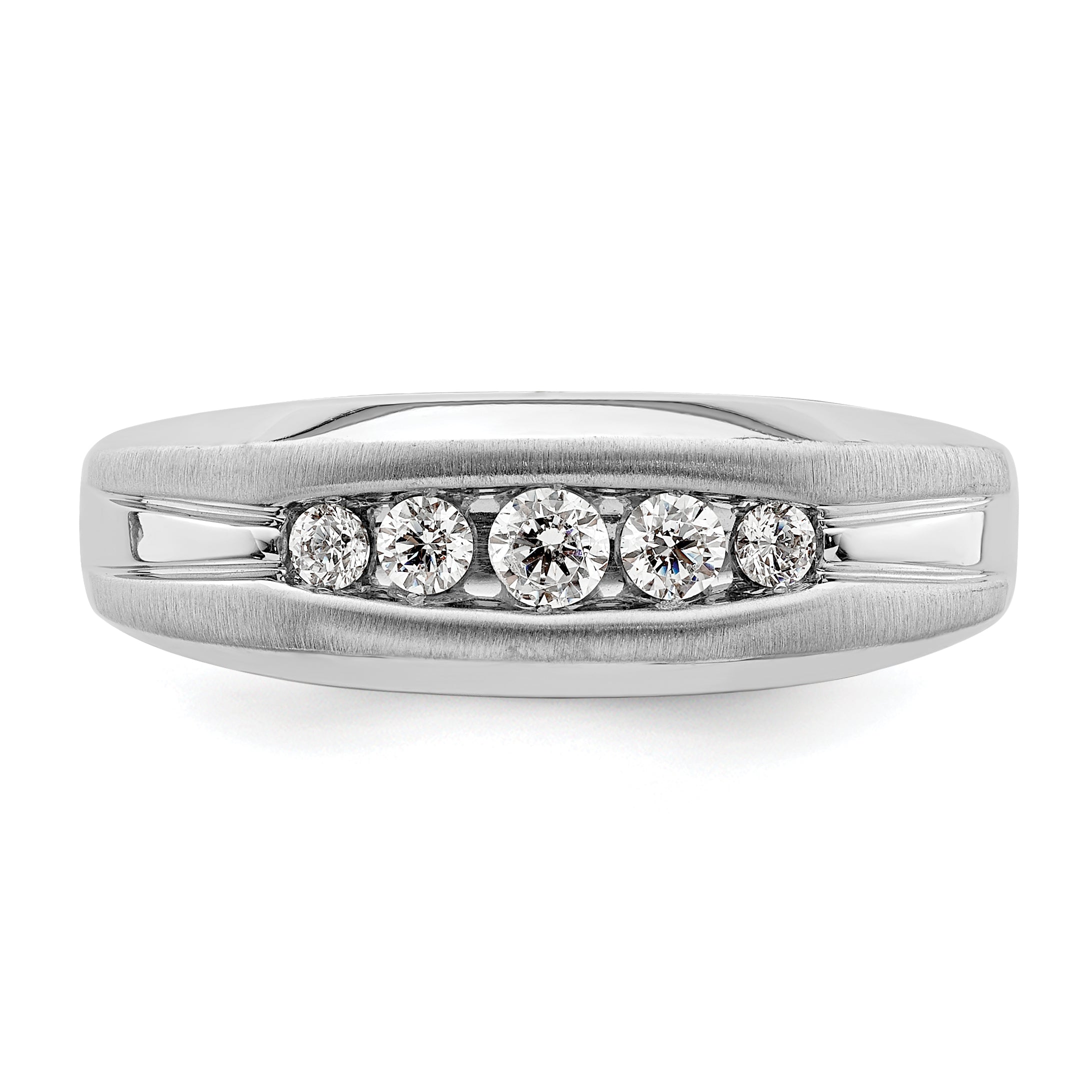 14k White Gold 1/3 carat Lab Grown Diamond VS/SI+ G+ Five Stone Complete Men's Ring