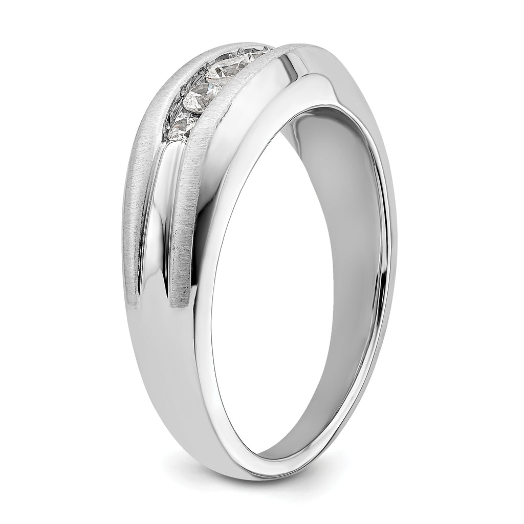 14k White Gold 1/3 carat Lab Grown Diamond VS/SI+ G+ Five Stone Complete Men's Ring