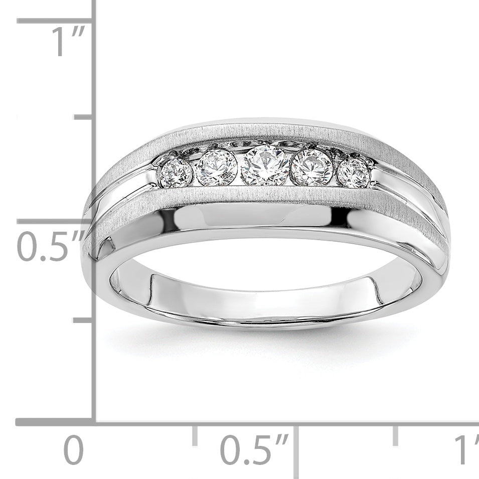14k White Gold 1/3 carat Lab Grown Diamond VS/SI+ G+ Five Stone Complete Men's Ring