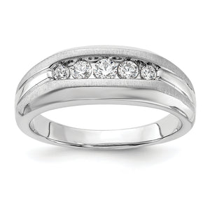 14k White Gold 1/3 carat Lab Grown Diamond VS/SI+ G+ Five Stone Complete Men's Ring