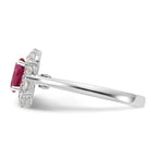 10k White Gold 5/8 carat Lab Grown Diamond VS/SI+ G+ and Oval Lab Created Ruby Halo Fashion Ring