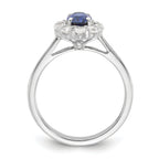 10k White Gold 5/8 carat Lab Grown Diamond VS/SI+ G+ and Oval Lab Created Blue Sapphire Halo Fashion Ring
