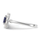 10k White Gold 5/8 carat Lab Grown Diamond VS/SI+ G+ and Oval Lab Created Blue Sapphire Halo Fashion Ring