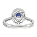 10k White Gold 5/8 carat Lab Grown Diamond VS/SI+ G+ and Oval Lab Created Blue Sapphire Halo Fashion Ring