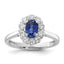 Lab-Created Blue Sapphire and Lab-Grown Diamond Halo Ring in 14K White Gold (5/8 ct. tw.), Size 7 - Sophia Jewelers