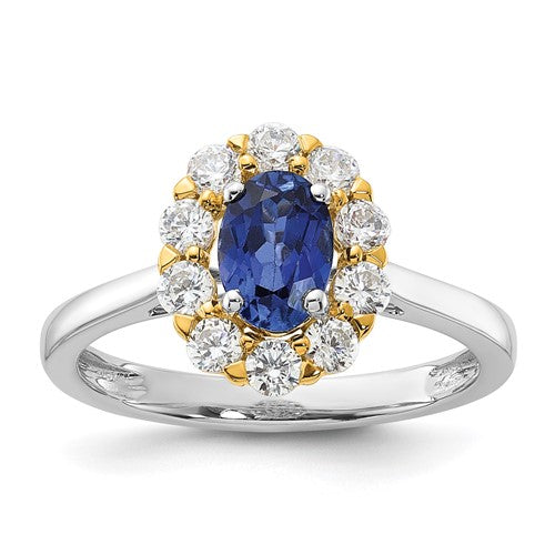 Lab-Created Sapphire & Lab-Grown Diamond Ring in 14K Two-Tone Gold (5/8 ct. tw.), Size 7 - Sophia Jewelers