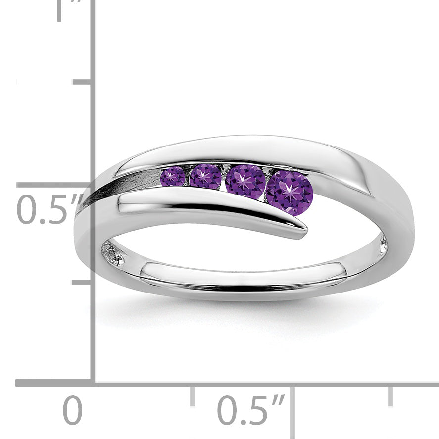 10k White Gold Amethyst 4-stone Ring