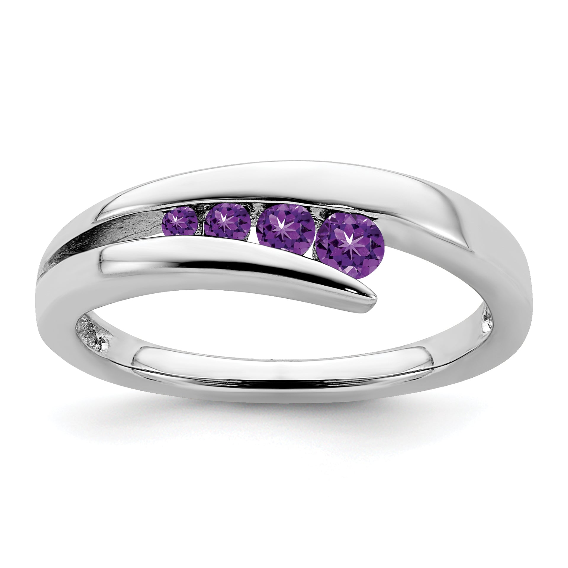 10k White Gold Amethyst 4-stone Ring