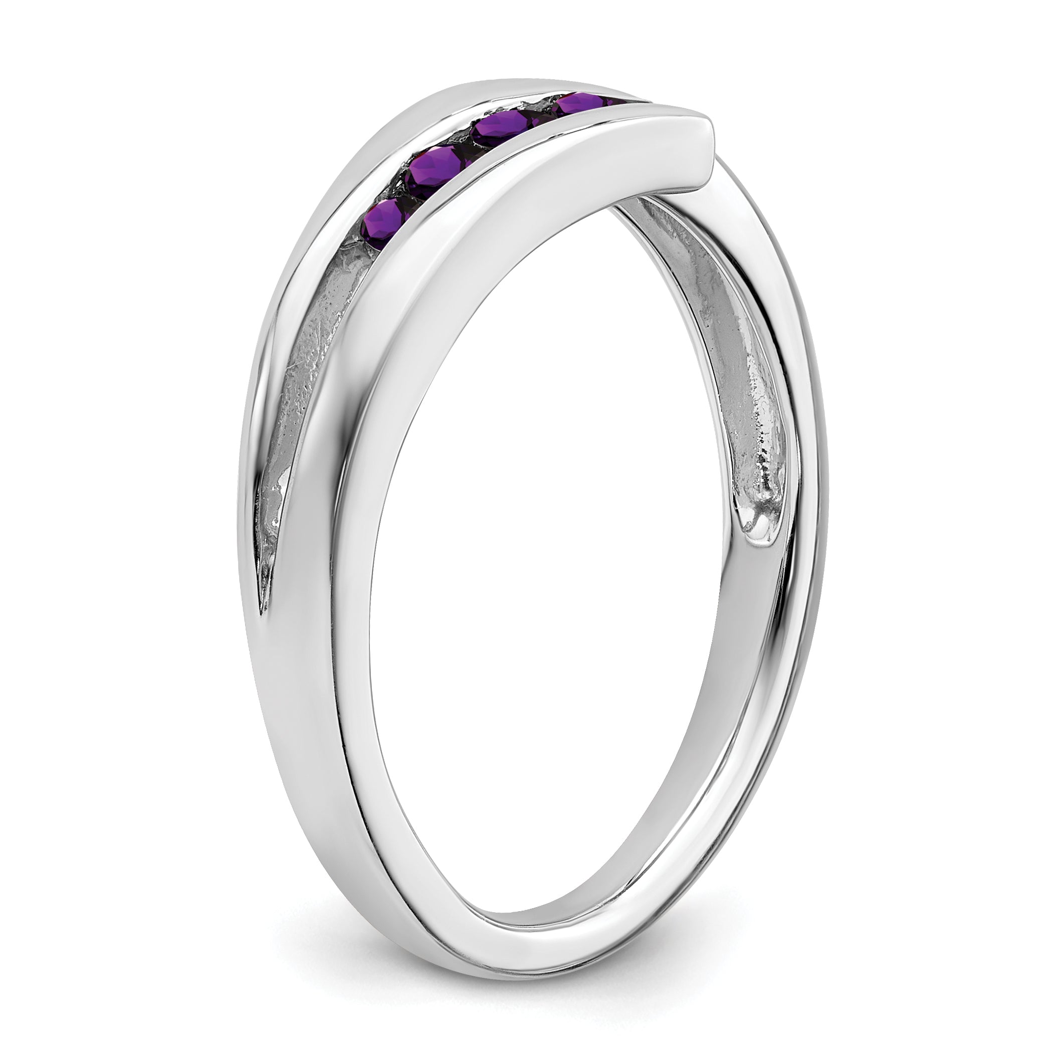 14k White Gold Amethyst 4-stone Ring