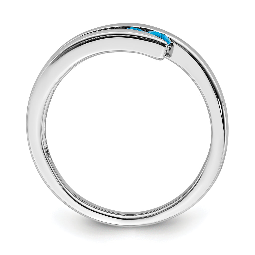 14k White Gold Blue Topaz 4-stone Ring