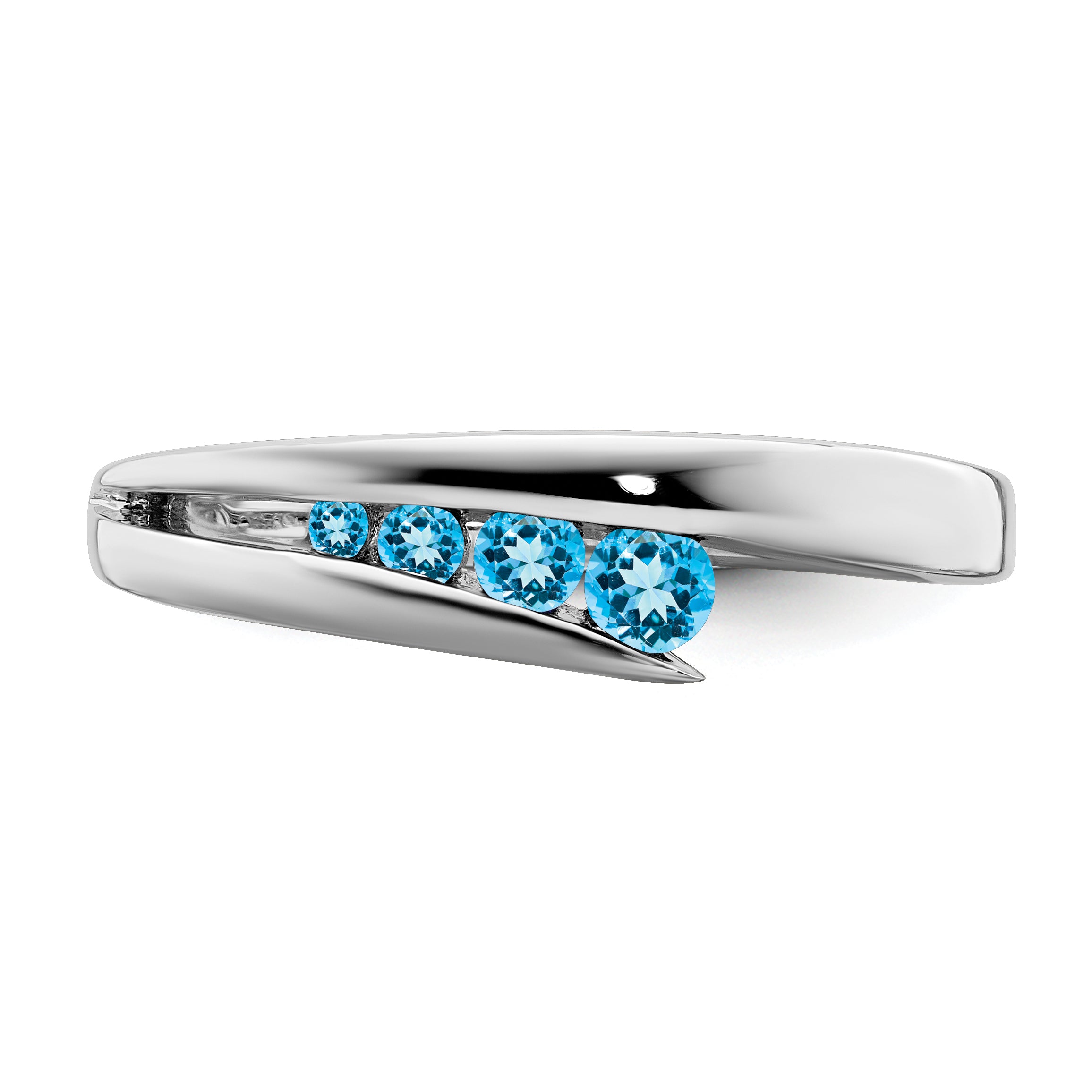 14k White Gold Blue Topaz 4-stone Ring