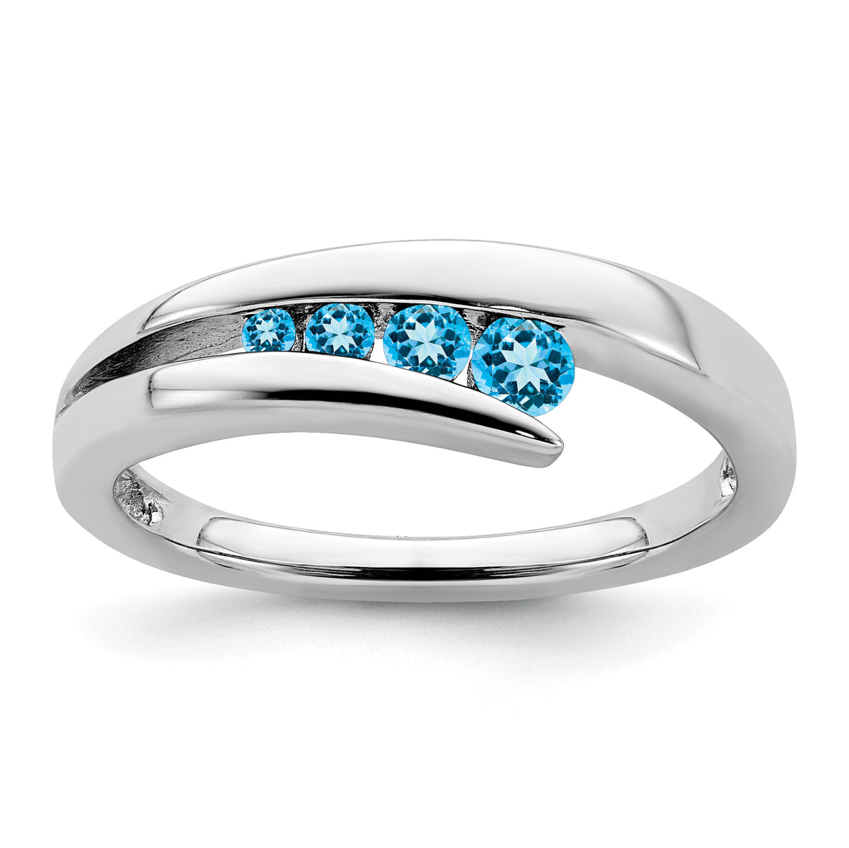 14k White Gold Blue Topaz 4-stone Ring