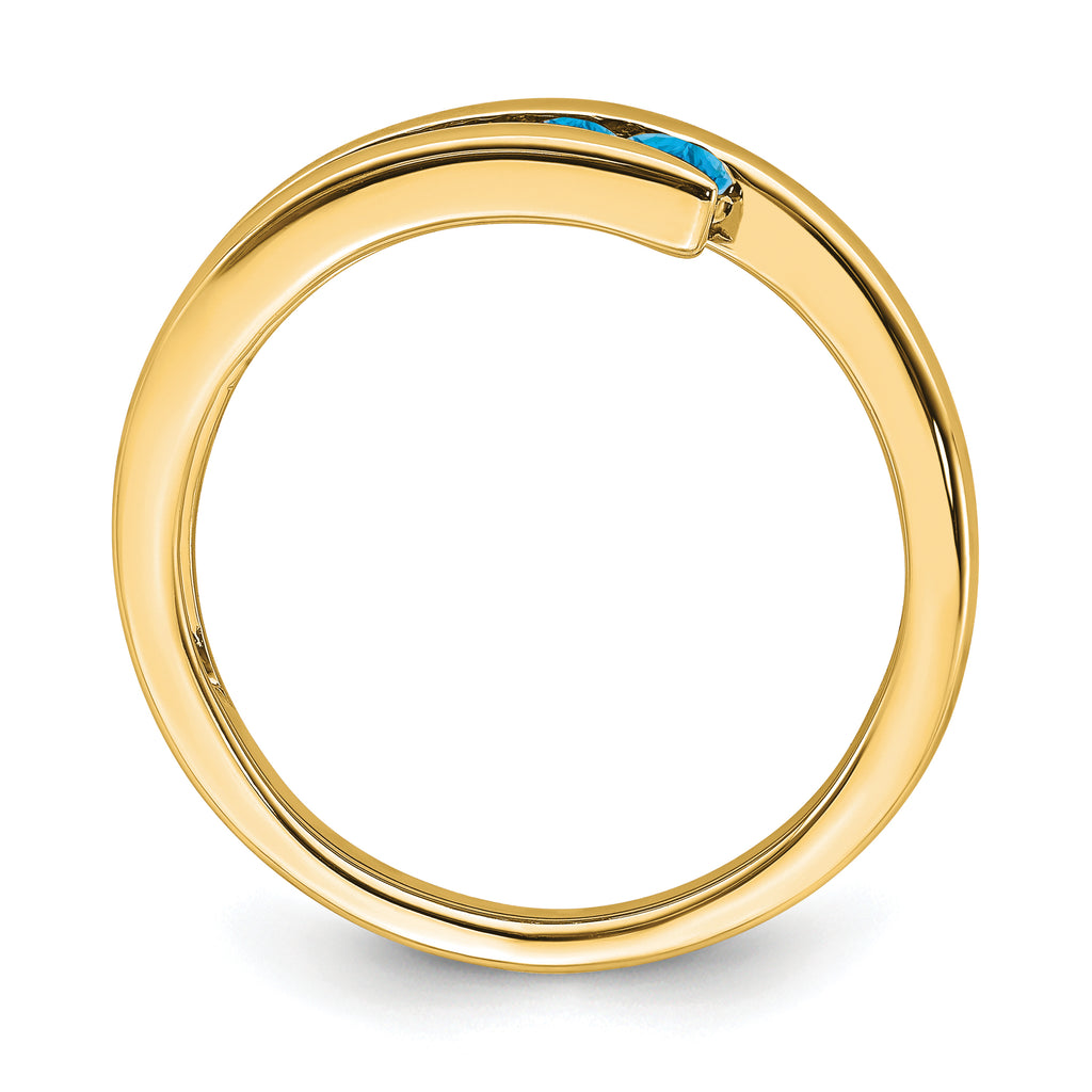 14k Blue Topaz 4-stone Ring