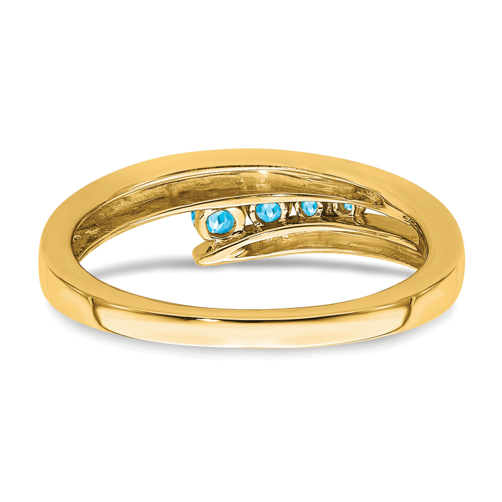 14k Blue Topaz 4-stone Ring