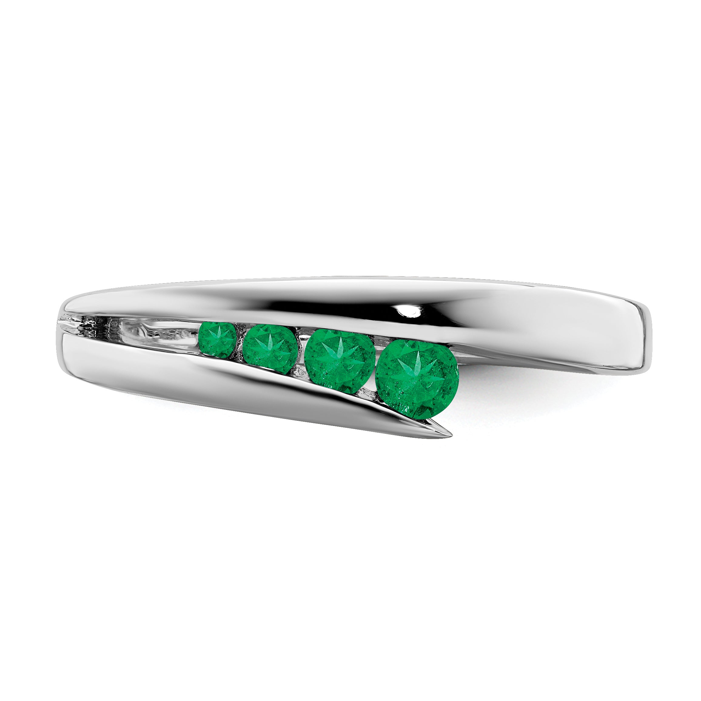 14k White Gold Emerald 4-stone Ring