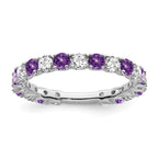 14k White Gold Amethyst and Diamond Band