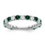 14k White Gold Created Emerald and Diamond Band