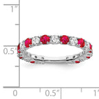 14k White Gold Created Ruby and Diamond Band