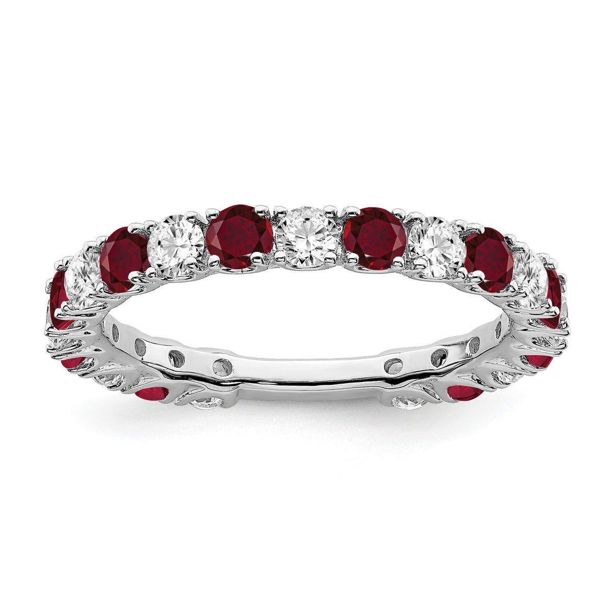 Created Ruby & Diamond Band in 14K White Gold, 2.5mm (3/4 ct. tw.), Size 7 - Sophia Jewelers Main image