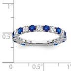 14k White Gold Created Sapphire and Diamond Band