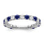 14k White Gold Created Sapphire and Diamond Band
