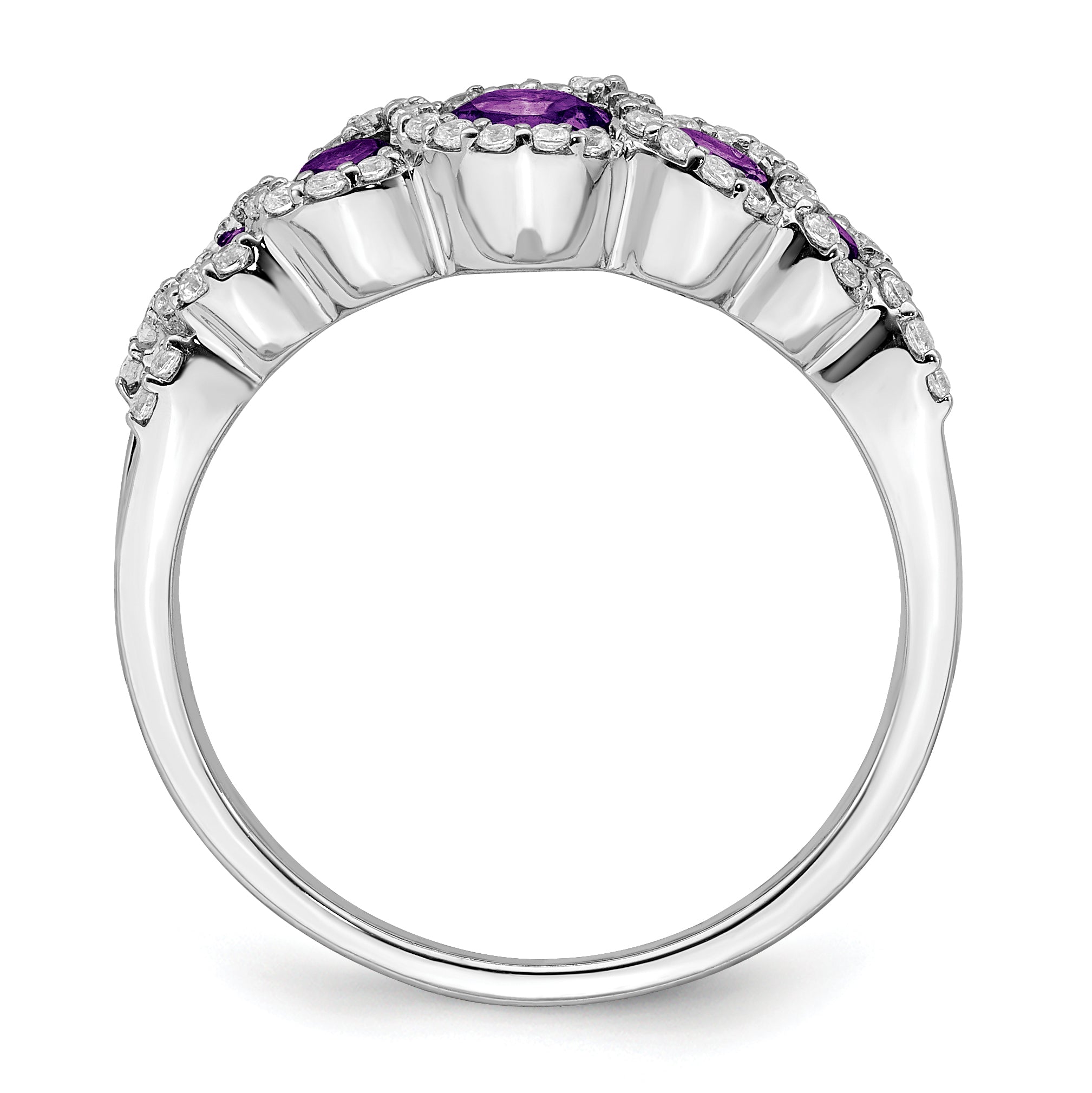 14k White Gold Amethyst and Diamond Ring Secondary image