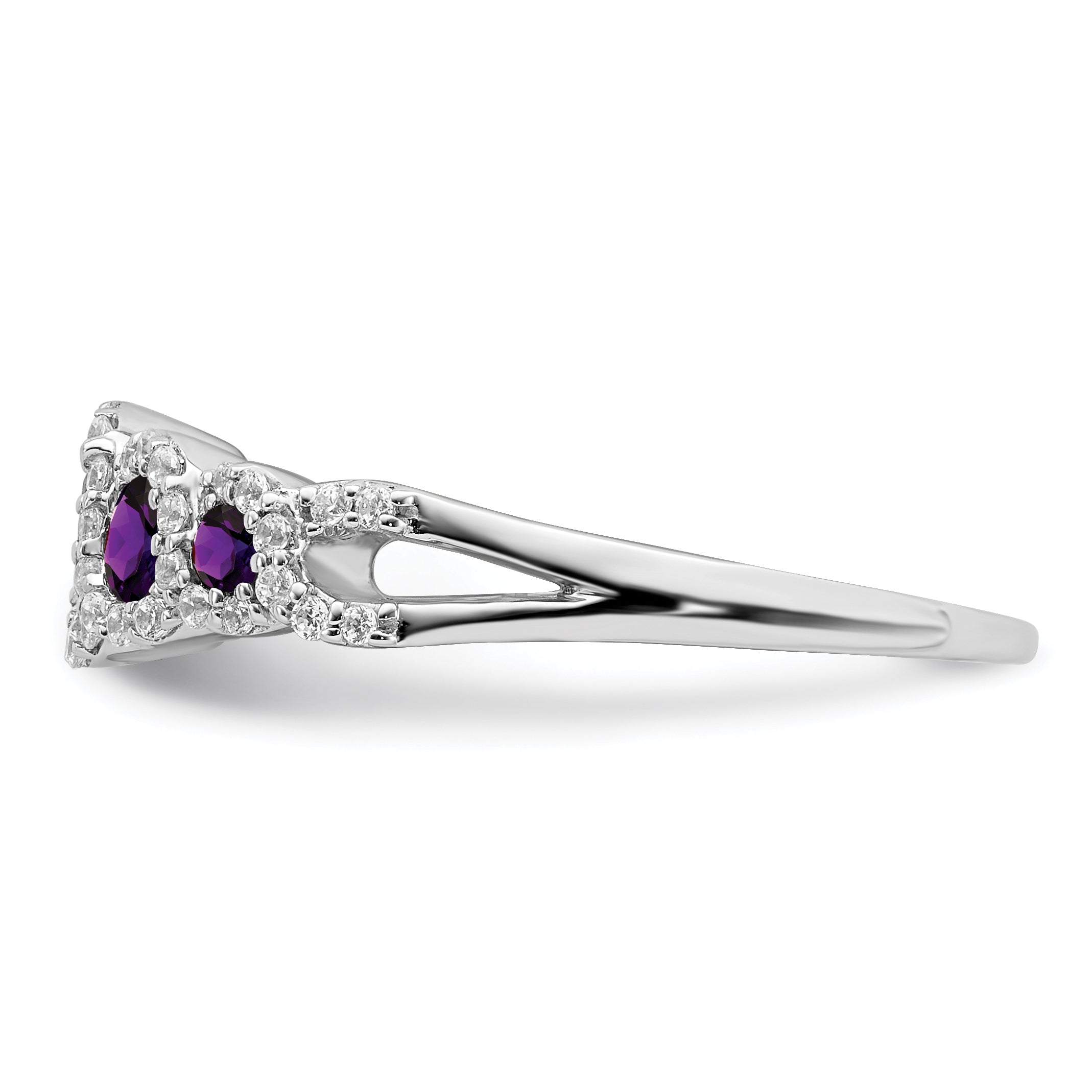14k White Gold Amethyst and Diamond Ring