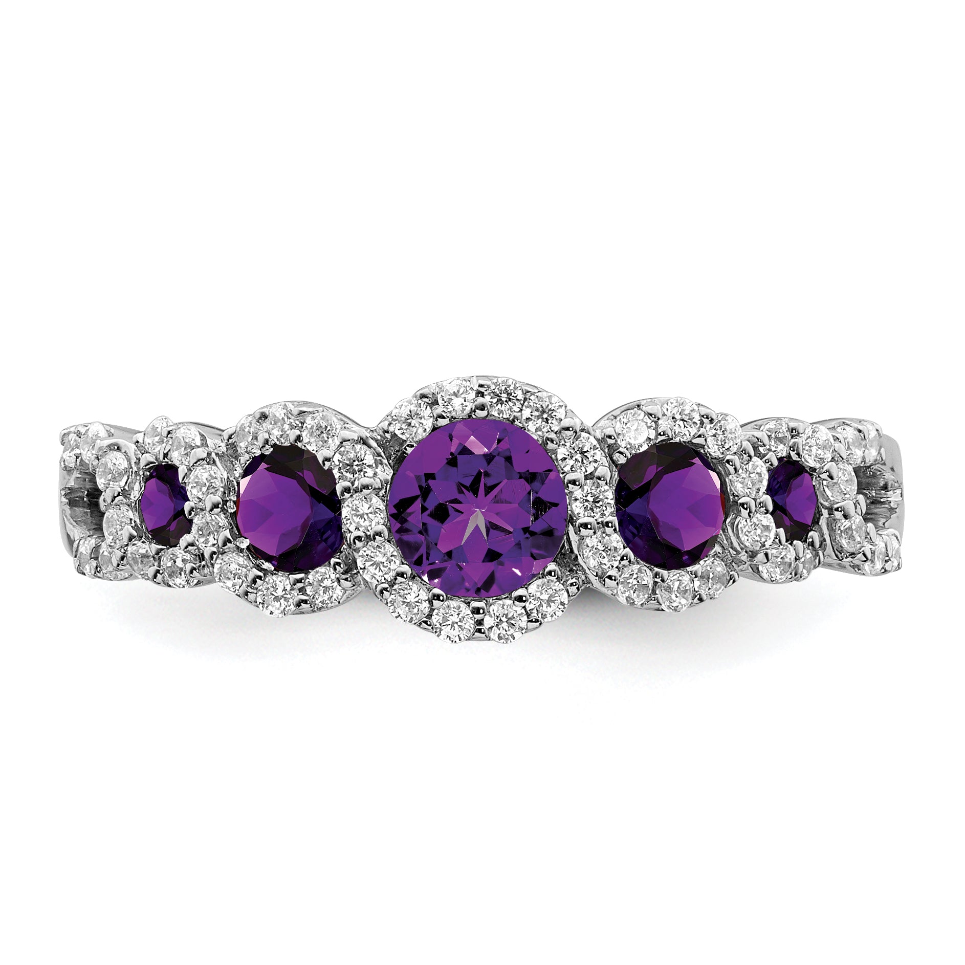 14k White Gold Amethyst and Diamond Ring