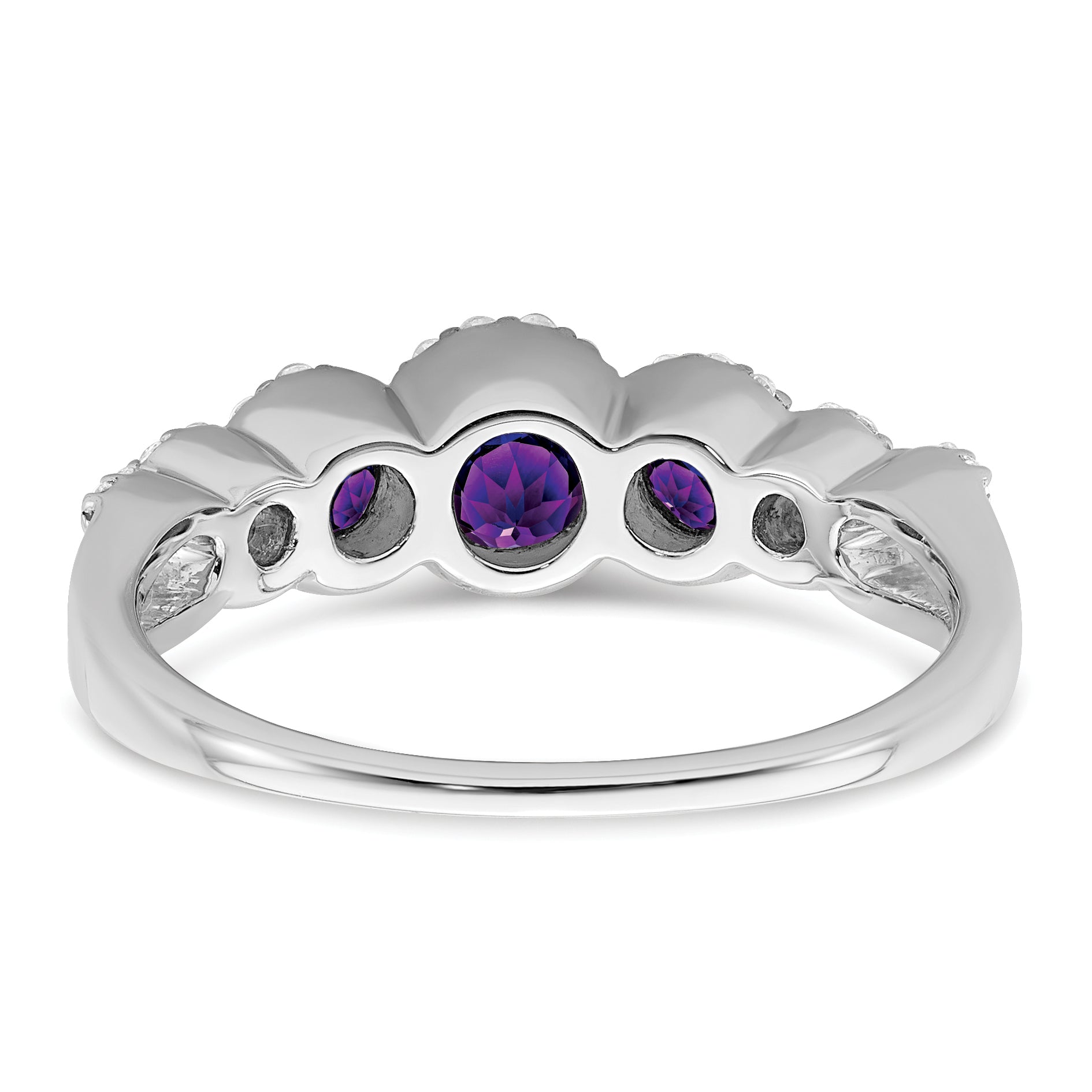 14k White Gold Amethyst and Diamond Ring
