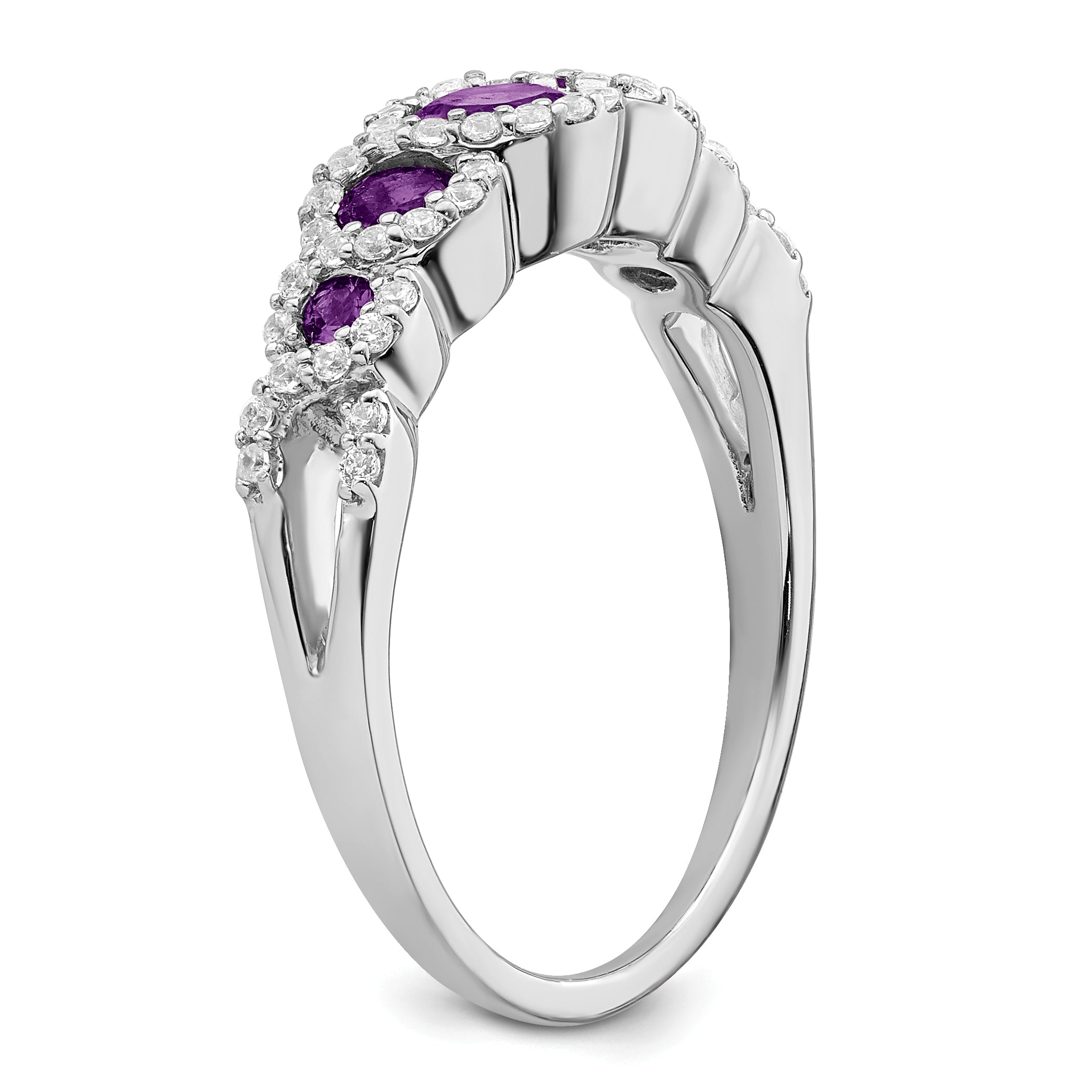14k White Gold Amethyst and Diamond Ring